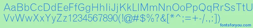 GrotesquemtstdLight-fontti – siniset fontit vihreällä taustalla