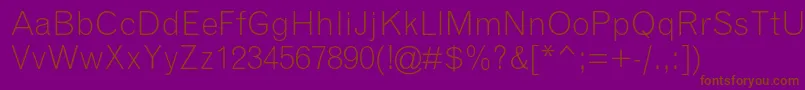 GrotesquemtstdLight-fontti – ruskeat fontit violetilla taustalla