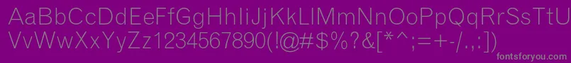 GrotesquemtstdLight-Schriftart – Graue Schriften auf violettem Hintergrund