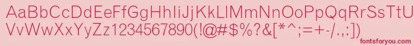 GrotesquemtstdLight-Schriftart – Rote Schriften auf rosa Hintergrund