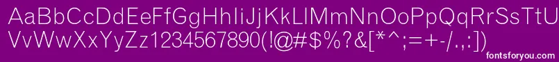 GrotesquemtstdLight-Schriftart – Weiße Schriften auf violettem Hintergrund
