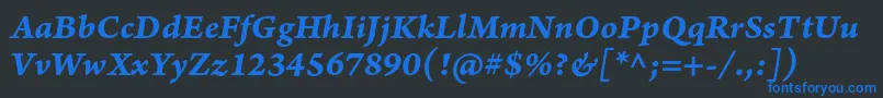 ArnoproBolditaliccaption Font – Blue Fonts on Black Background