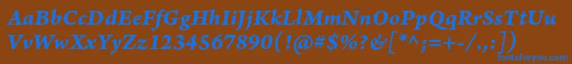 ArnoproBolditaliccaption Font – Blue Fonts on Brown Background