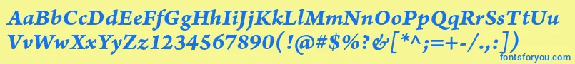 ArnoproBolditaliccaption Font – Blue Fonts on Yellow Background