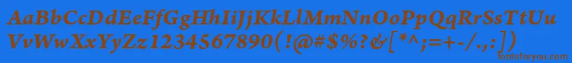 ArnoproBolditaliccaption Font – Brown Fonts on Blue Background