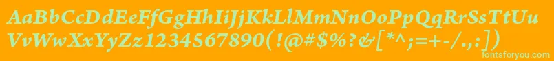 ArnoproBolditaliccaption Font – Green Fonts on Orange Background