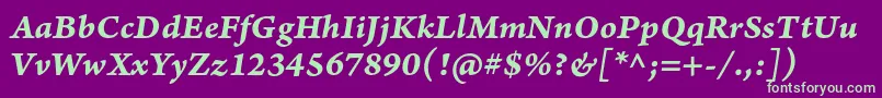 ArnoproBolditaliccaption Font – Green Fonts on Purple Background
