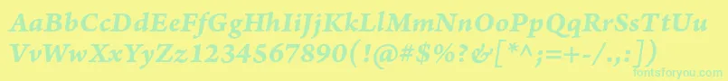 ArnoproBolditaliccaption Font – Green Fonts on Yellow Background