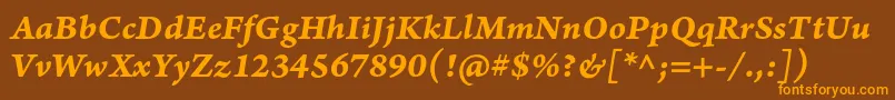 ArnoproBolditaliccaption Font – Orange Fonts on Brown Background