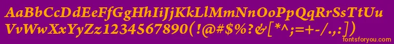 ArnoproBolditaliccaption Font – Orange Fonts on Purple Background