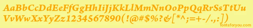 ArnoproBolditaliccaption Font – Orange Fonts on Yellow Background