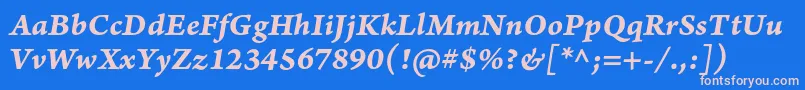 ArnoproBolditaliccaption Font – Pink Fonts on Blue Background