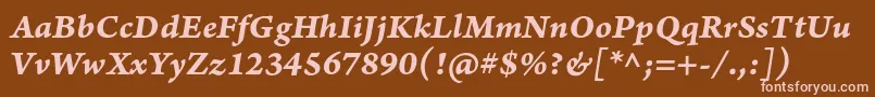 ArnoproBolditaliccaption Font – Pink Fonts on Brown Background