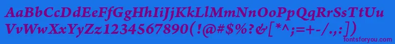 Fonte ArnoproBolditaliccaption – fontes roxas em um fundo azul