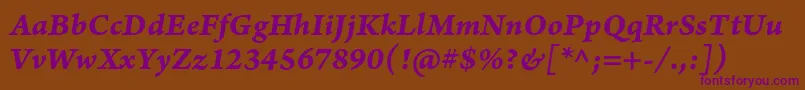 ArnoproBolditaliccaption Font – Purple Fonts on Brown Background
