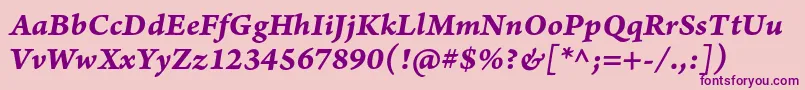 ArnoproBolditaliccaption Font – Purple Fonts on Pink Background