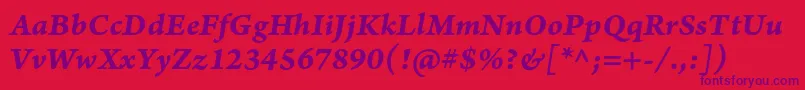 ArnoproBolditaliccaption Font – Purple Fonts on Red Background