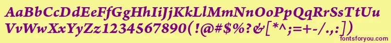 ArnoproBolditaliccaption Font – Purple Fonts on Yellow Background