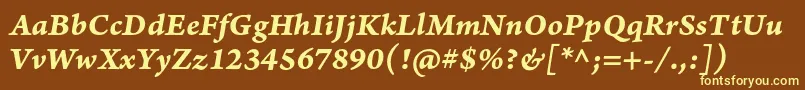 ArnoproBolditaliccaption Font – Yellow Fonts on Brown Background