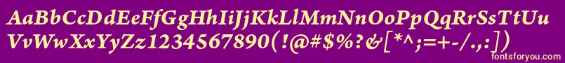 ArnoproBolditaliccaption Font – Yellow Fonts on Purple Background