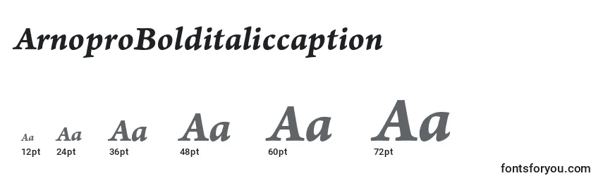 ArnoproBolditaliccaption Font Sizes
