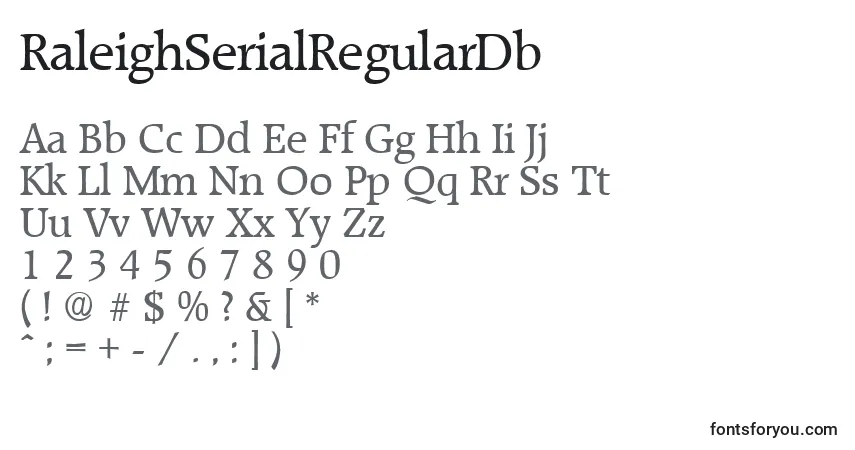 Schriftart RaleighSerialRegularDb – Alphabet, Zahlen, spezielle Symbole