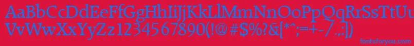 RaleighSerialRegularDb-Schriftart – Blaue Schriften auf rotem Hintergrund