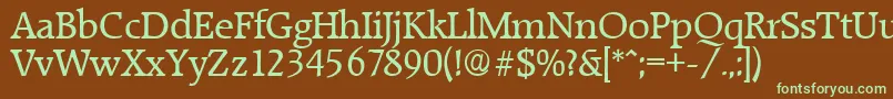 RaleighSerialRegularDb-fontti – vihreät fontit ruskealla taustalla