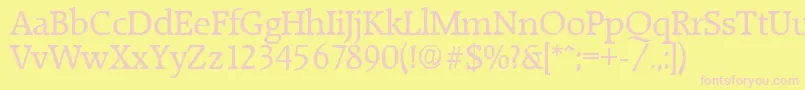 RaleighSerialRegularDb-fontti – vaaleanpunaiset fontit keltaisella taustalla