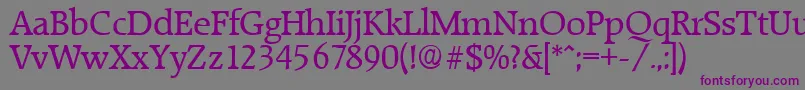 フォントRaleighSerialRegularDb – 紫色のフォント、灰色の背景