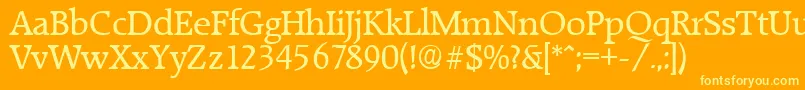 フォントRaleighSerialRegularDb – オレンジの背景に黄色の文字