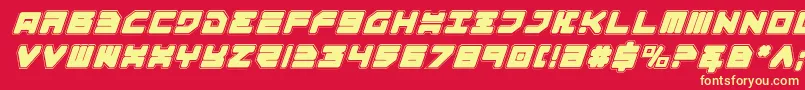 Omega3ProItalic-Schriftart – Gelbe Schriften auf rotem Hintergrund