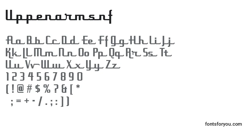 A fonte Uppenarmsnf – alfabeto, números, caracteres especiais