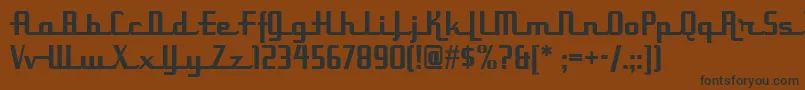 フォントUppenarmsnf – 黒い文字が茶色の背景にあります