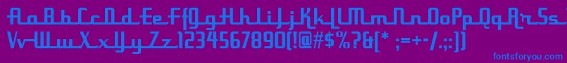 フォントUppenarmsnf – 紫色の背景に青い文字