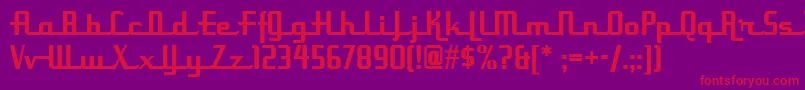 フォントUppenarmsnf – 紫の背景に赤い文字