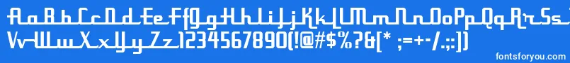 フォントUppenarmsnf – 青い背景に白い文字