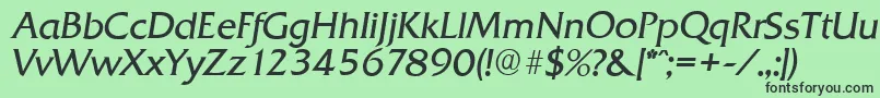 フォントQuadratserialLightItalic – 緑の背景に黒い文字