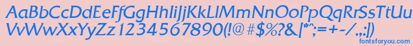 フォントQuadratserialLightItalic – ピンクの背景に青い文字