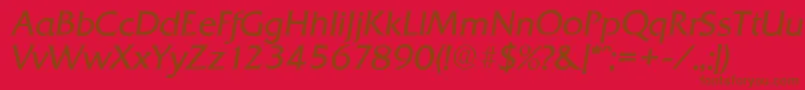 QuadratserialLightItalic-Schriftart – Braune Schriften auf rotem Hintergrund