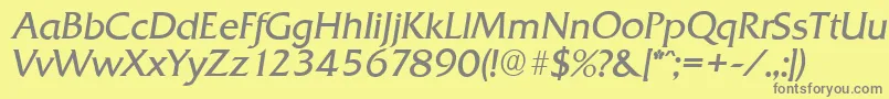 Fonte QuadratserialLightItalic – fontes cinzas em um fundo amarelo