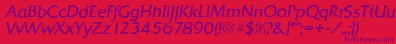 QuadratserialLightItalic Font – Purple Fonts on Red Background