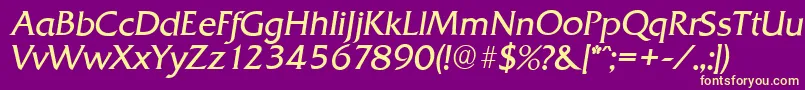 QuadratserialLightItalic Font – Yellow Fonts on Purple Background