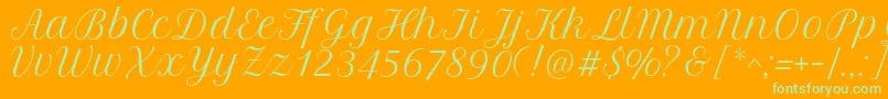 PetitformalscriptRegular Font – Green Fonts on Orange Background