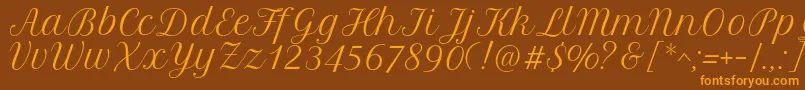 En savoir plus sur la police PetitformalscriptRegular Police PetitformalscriptRegular – polices orange sur fond brun