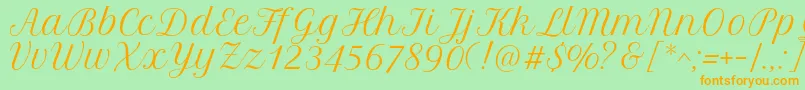 PetitformalscriptRegular Font – Orange Fonts on Green Background