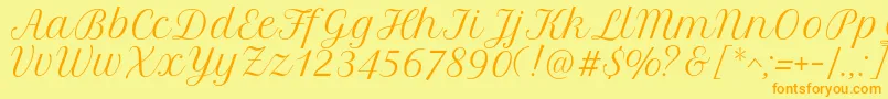 Police PetitformalscriptRegular – polices orange sur fond jaune