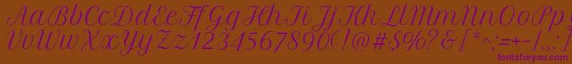 PetitformalscriptRegular Font – Purple Fonts on Brown Background