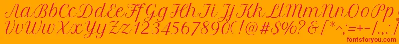 PetitformalscriptRegular-Schriftart – Rote Schriften auf orangefarbenem Hintergrund