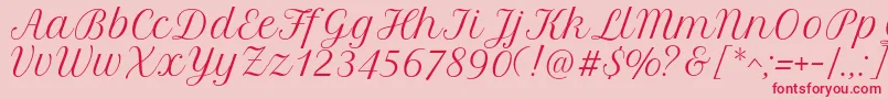 Fonte PetitformalscriptRegular – fontes vermelhas em um fundo rosa